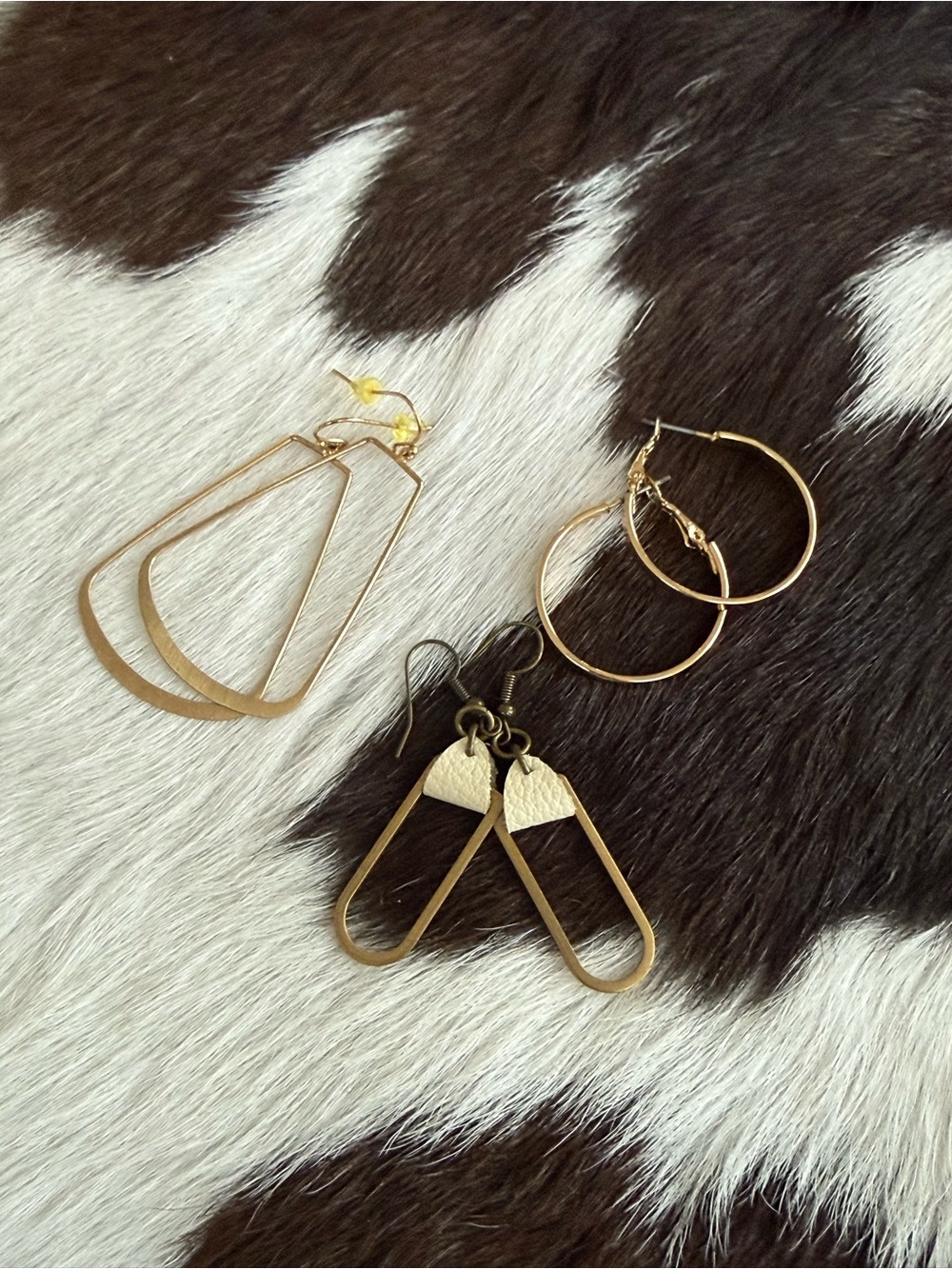 Gold Tone Mixed Hoop & Drop Earring Set - Women Jewelry